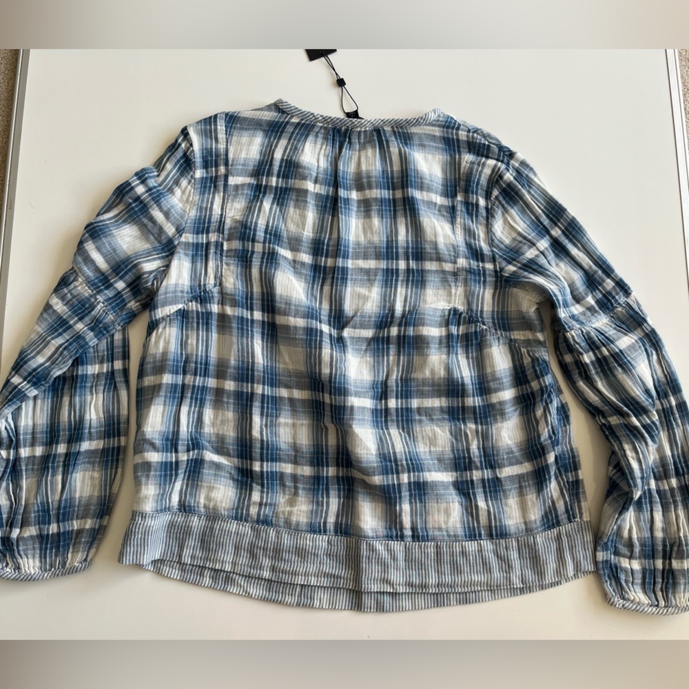 NWT Tommy Hilfiger Blue and White Plaid Blouse - Picture 10 of 10